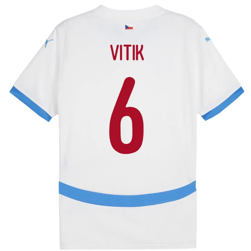 Danxen Homme Maillot Tchéquie Martin Vitík #6 Blanc Tenues Extérieur 24-26 T-Shirt