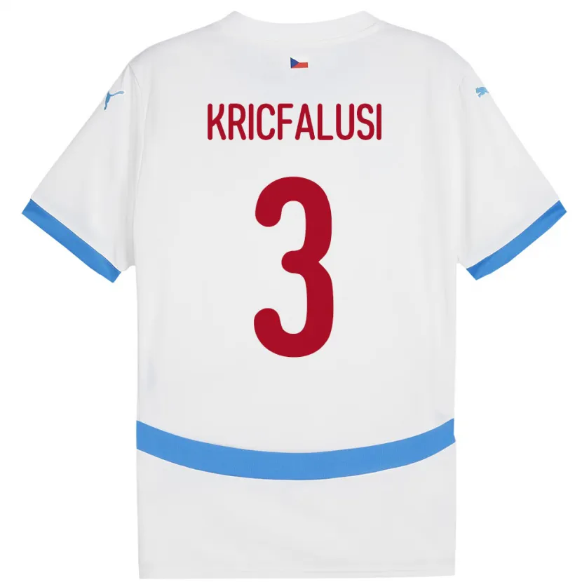 Danxen Homme Maillot Tchéquie Ondrej Kricfalusi #3 Blanc Tenues Extérieur 24-26 T-Shirt