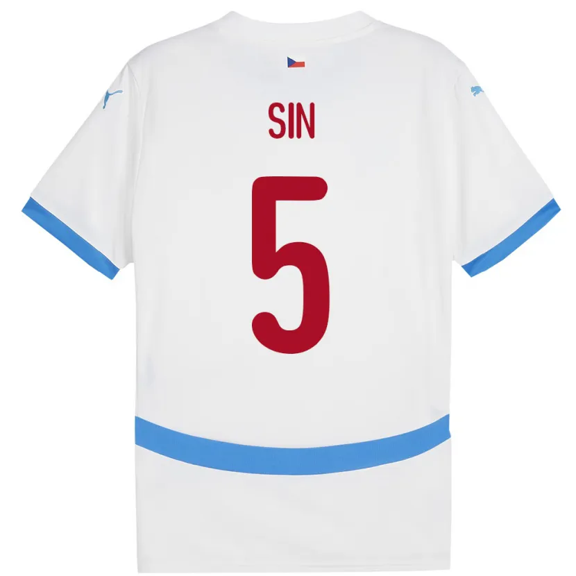 Danxen Homme Maillot Tchéquie Matej Sin #5 Blanc Tenues Extérieur 24-26 T-Shirt