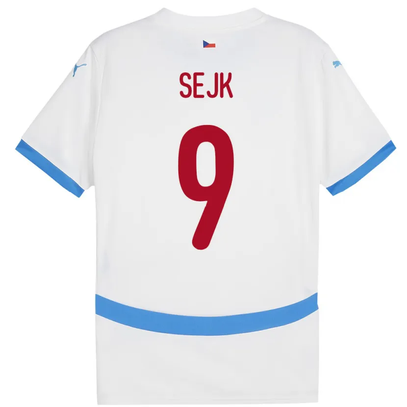 Danxen Homme Maillot Tchéquie Vaclav Sejk #9 Blanc Tenues Extérieur 24-26 T-Shirt