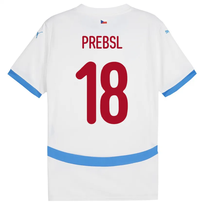 Danxen Homme Maillot Tchéquie Filip Prebsl #18 Blanc Tenues Extérieur 24-26 T-Shirt