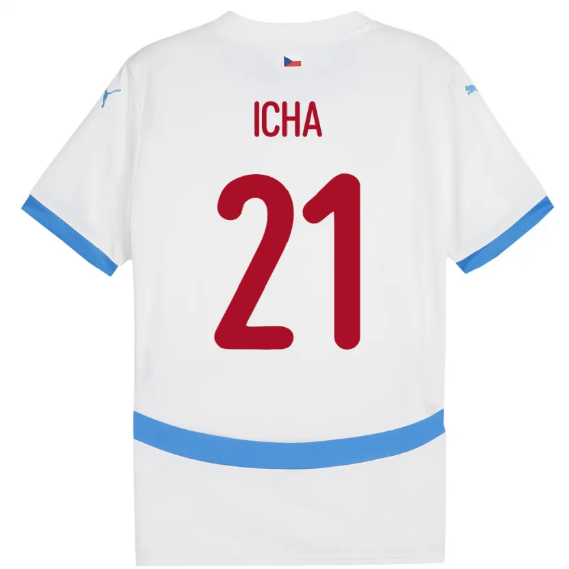Danxen Homme Maillot Tchéquie Marek Icha #21 Blanc Tenues Extérieur 24-26 T-Shirt