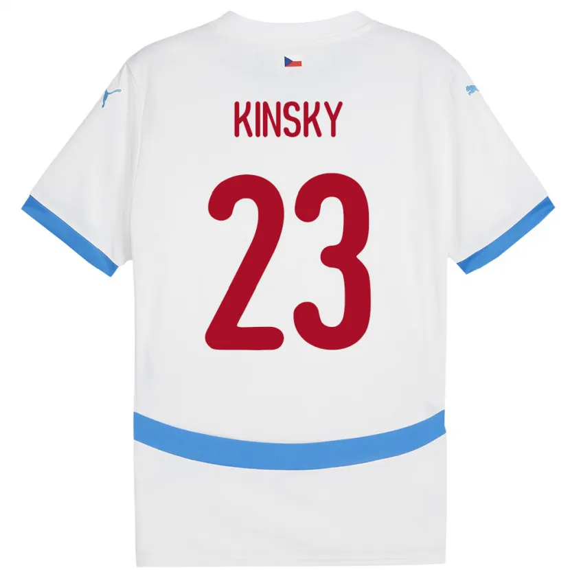 Danxen Homme Maillot Tchéquie Antonin Kinsky #23 Blanc Tenues Extérieur 24-26 T-Shirt