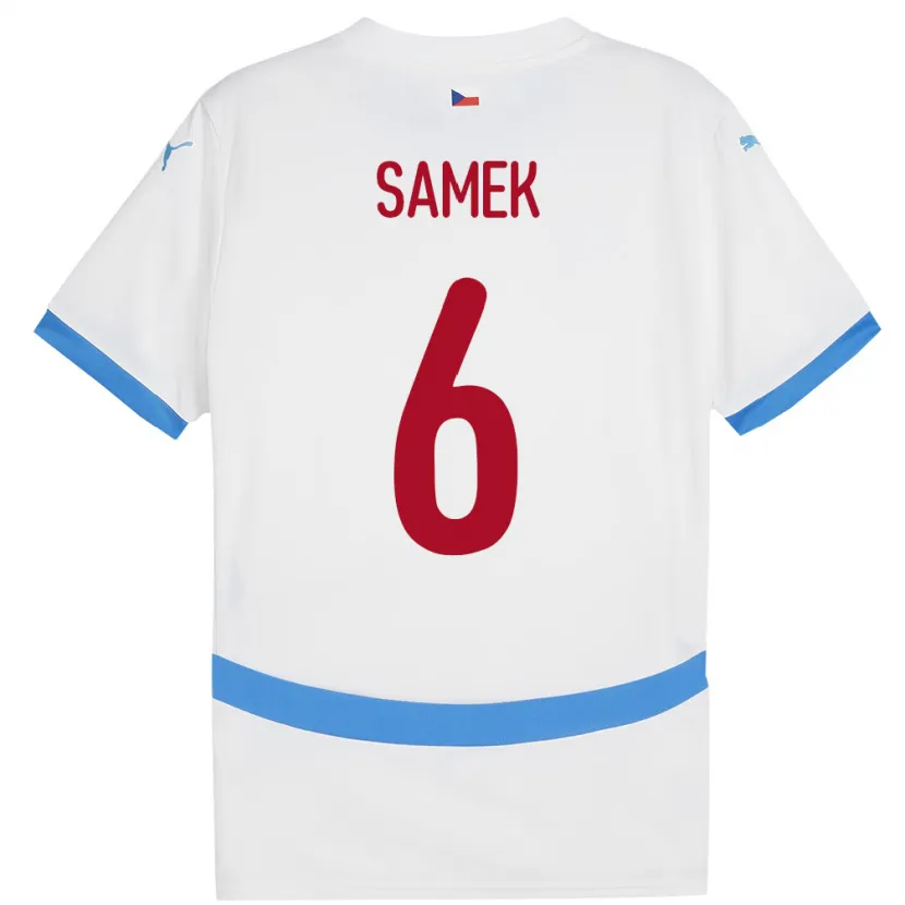 Danxen Homme Maillot Tchéquie Daniel Samek #6 Blanc Tenues Extérieur 24-26 T-Shirt