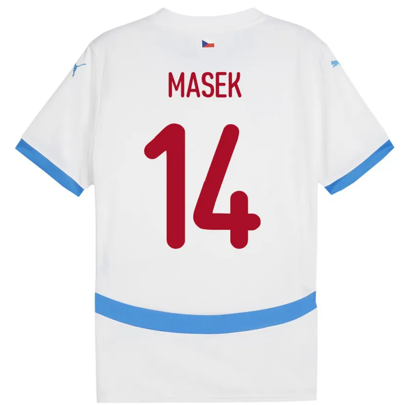 Danxen Homme Maillot Tchéquie Lukas Masek #14 Blanc Tenues Extérieur 24-26 T-Shirt