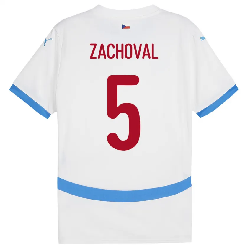 Danxen Homme Maillot Tchéquie Matej Zachoval #5 Blanc Tenues Extérieur 24-26 T-Shirt