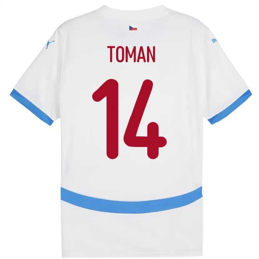 Danxen Homme Maillot Tchéquie Zdenek Toman #14 Blanc Tenues Extérieur 24-26 T-Shirt