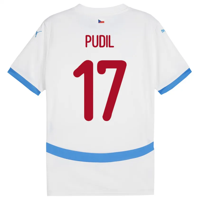 Danxen Homme Maillot Tchéquie Milos Pudil #17 Blanc Tenues Extérieur 24-26 T-Shirt