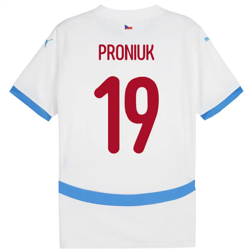 Danxen Homme Maillot Tchéquie Adam Proniuk #19 Blanc Tenues Extérieur 24-26 T-Shirt