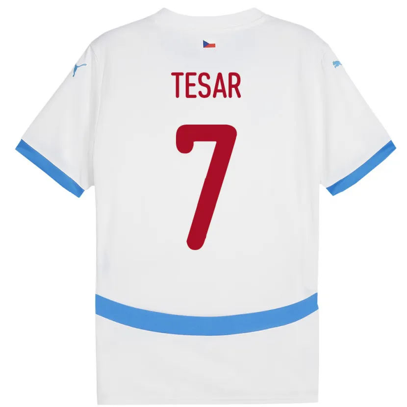 Danxen Homme Maillot Tchéquie Simon Tesar #7 Blanc Tenues Extérieur 24-26 T-Shirt