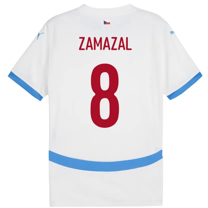 Danxen Homme Maillot Tchéquie Denis Zamazal #8 Blanc Tenues Extérieur 24-26 T-Shirt