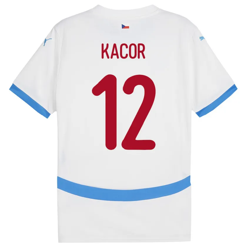 Danxen Homme Maillot Tchéquie Pavel Kacor #12 Blanc Tenues Extérieur 24-26 T-Shirt