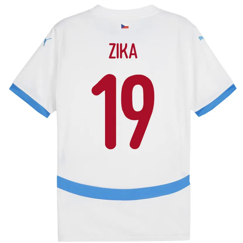 Danxen Homme Maillot Tchéquie Petr Zika #19 Blanc Tenues Extérieur 24-26 T-Shirt
