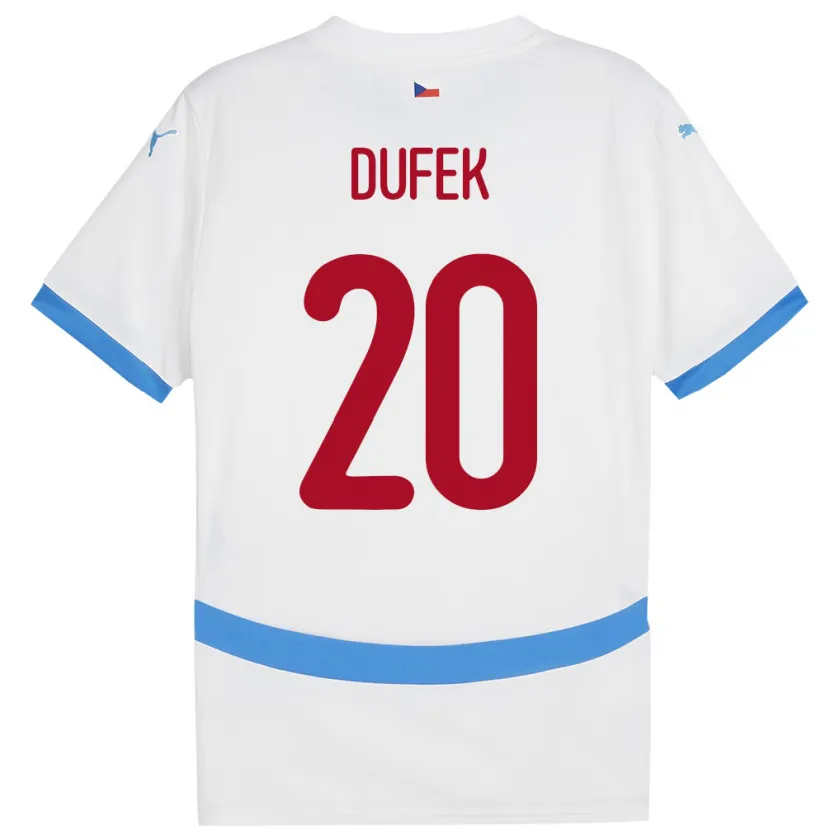 Danxen Homme Maillot Tchéquie Jakub Dufek #20 Blanc Tenues Extérieur 24-26 T-Shirt