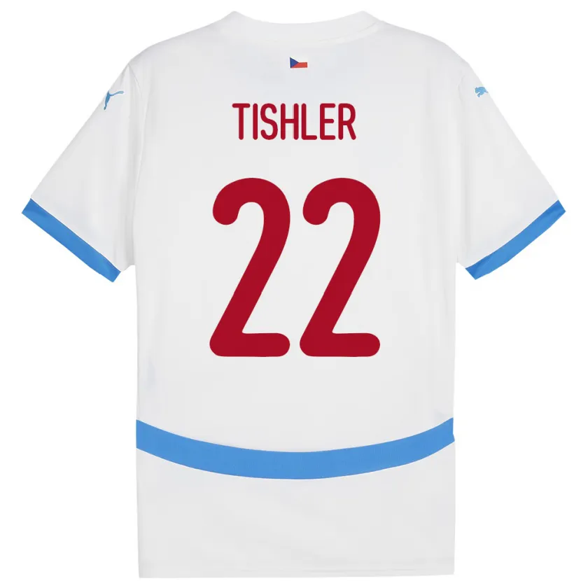 Danxen Homme Maillot Tchéquie Daniel Tishler #22 Blanc Tenues Extérieur 24-26 T-Shirt