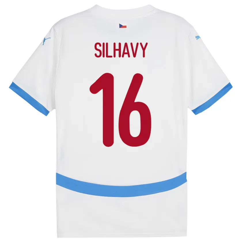 Danxen Homme Maillot Tchéquie Matyas Silhavy #16 Blanc Tenues Extérieur 24-26 T-Shirt