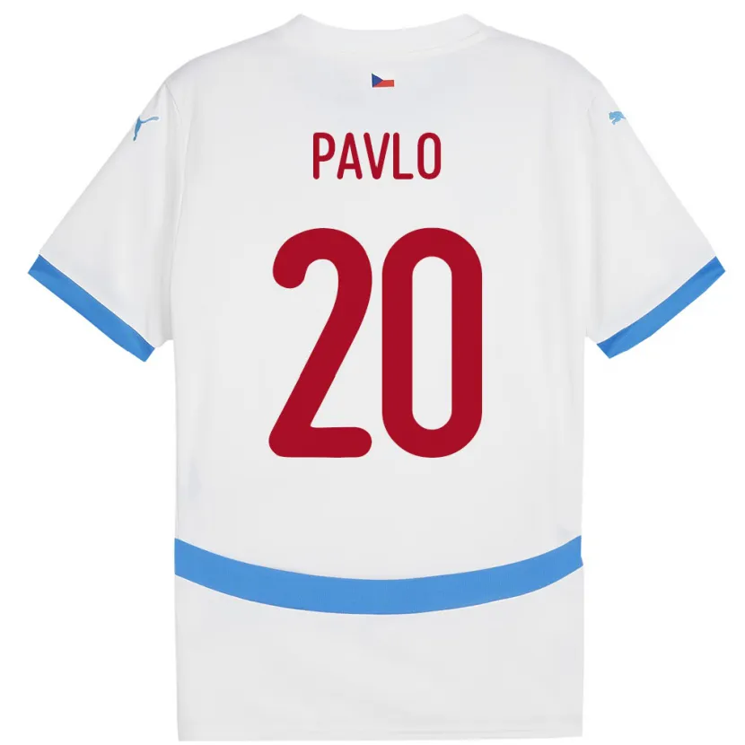 Danxen Homme Maillot Tchéquie Simon Pavlo #20 Blanc Tenues Extérieur 24-26 T-Shirt