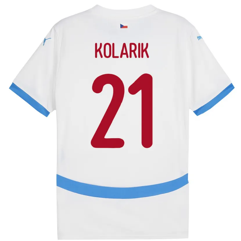 Danxen Homme Maillot Tchéquie Josef Kolarik #21 Blanc Tenues Extérieur 24-26 T-Shirt