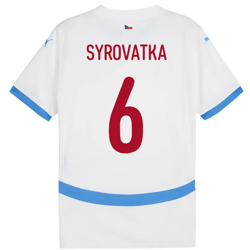 Danxen Homme Maillot Tchéquie Matyas Syrovatka #6 Blanc Tenues Extérieur 24-26 T-Shirt