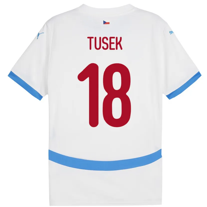 Danxen Homme Maillot Tchéquie Adam Tusek #18 Blanc Tenues Extérieur 24-26 T-Shirt