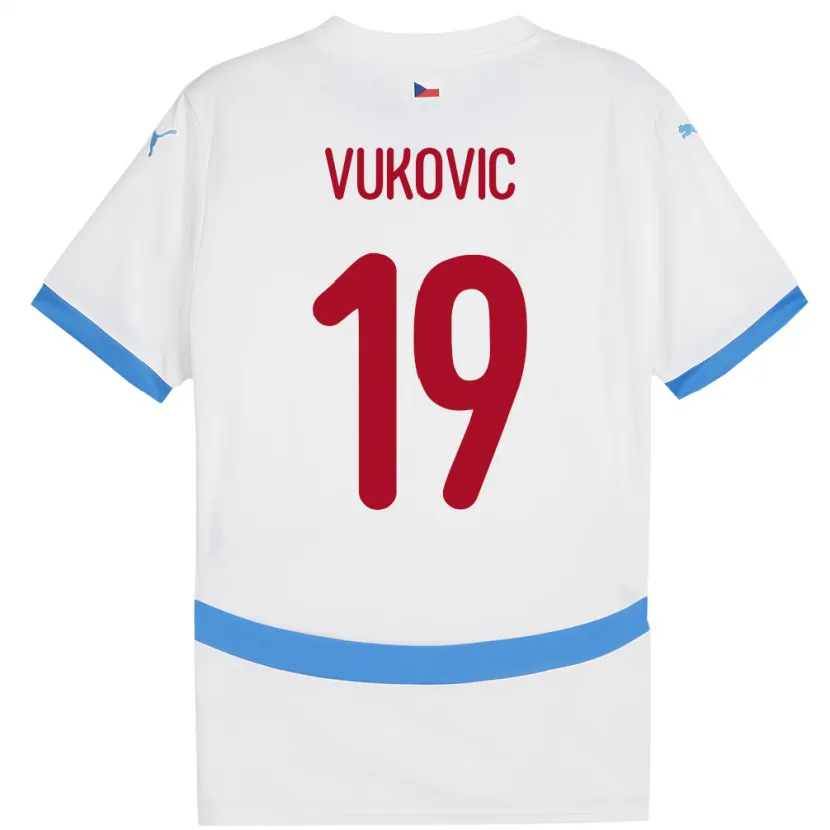Danxen Homme Maillot Tchéquie Kristian Vukovic #19 Blanc Tenues Extérieur 24-26 T-Shirt