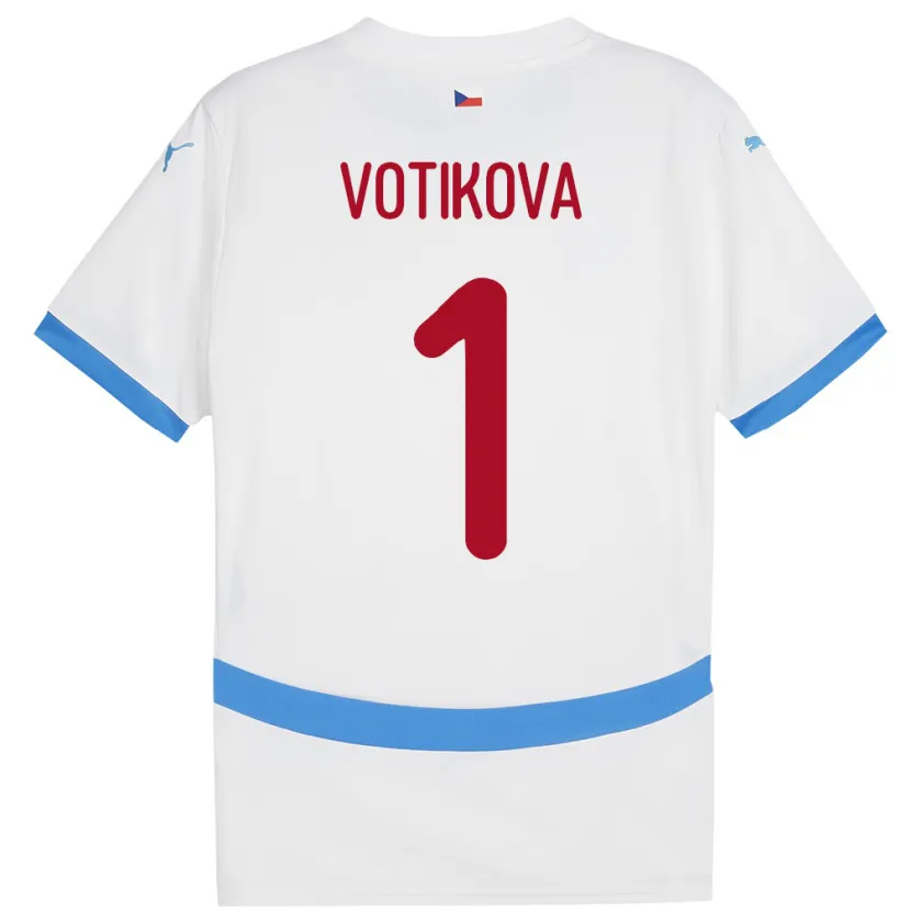 Danxen Homme Maillot Tchéquie Barbora Votíková #1 Blanc Tenues Extérieur 24-26 T-Shirt