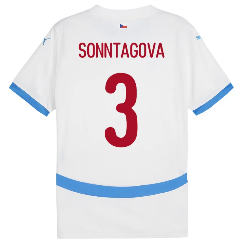Danxen Homme Maillot Tchéquie Eliška Sonntagová #3 Blanc Tenues Extérieur 24-26 T-Shirt