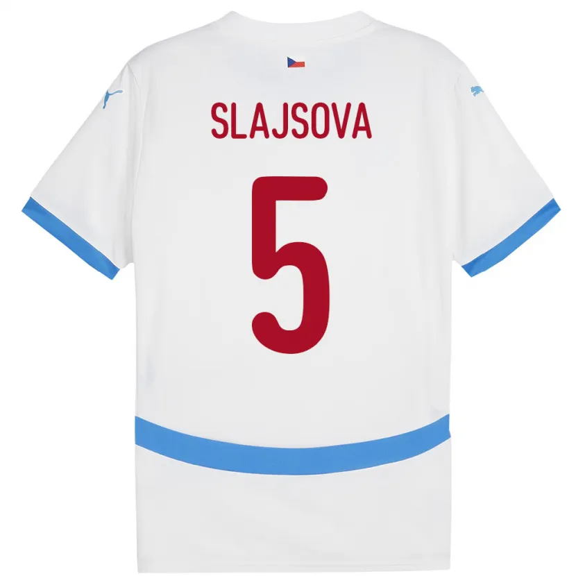 Danxen Homme Maillot Tchéquie Gabriela Šlajsová #5 Blanc Tenues Extérieur 24-26 T-Shirt
