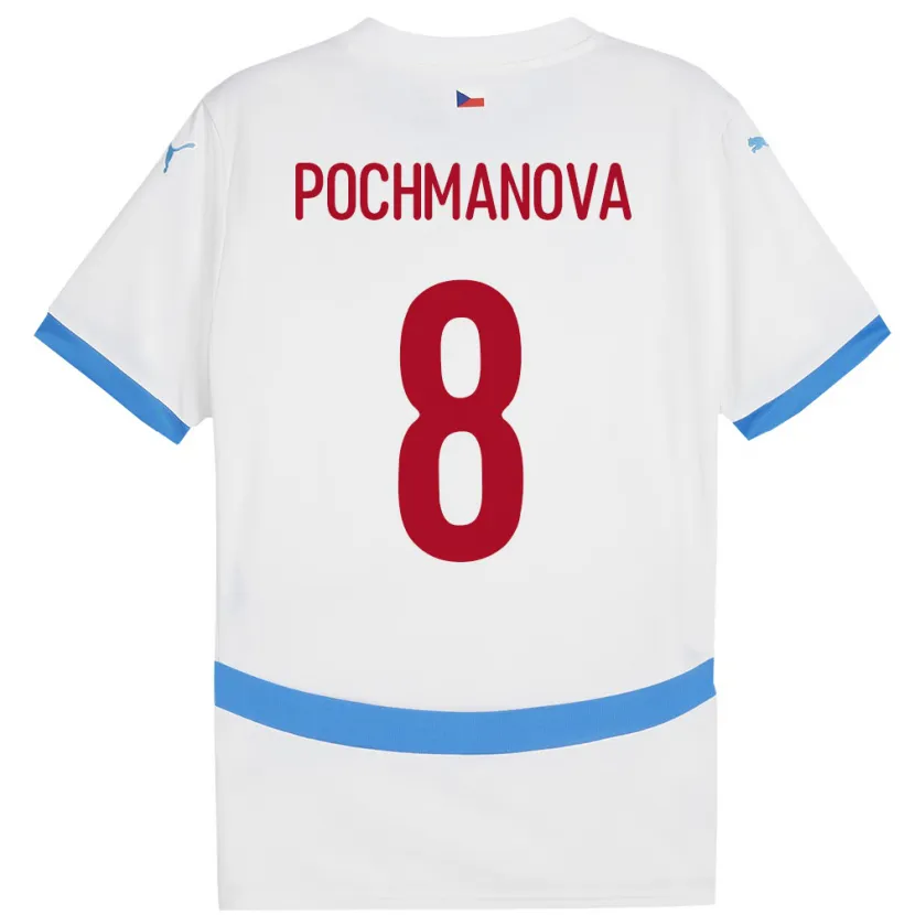 Danxen Homme Maillot Tchéquie Aneta Pochmanová #8 Blanc Tenues Extérieur 24-26 T-Shirt