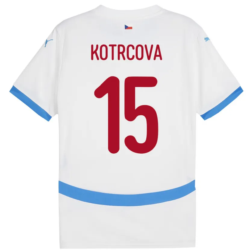 Danxen Homme Maillot Tchéquie Kateřina Kotrčová #15 Blanc Tenues Extérieur 24-26 T-Shirt