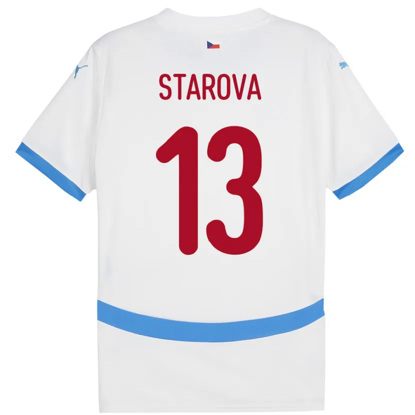 Danxen Homme Maillot Tchéquie Antonie Stárová #13 Blanc Tenues Extérieur 24-26 T-Shirt