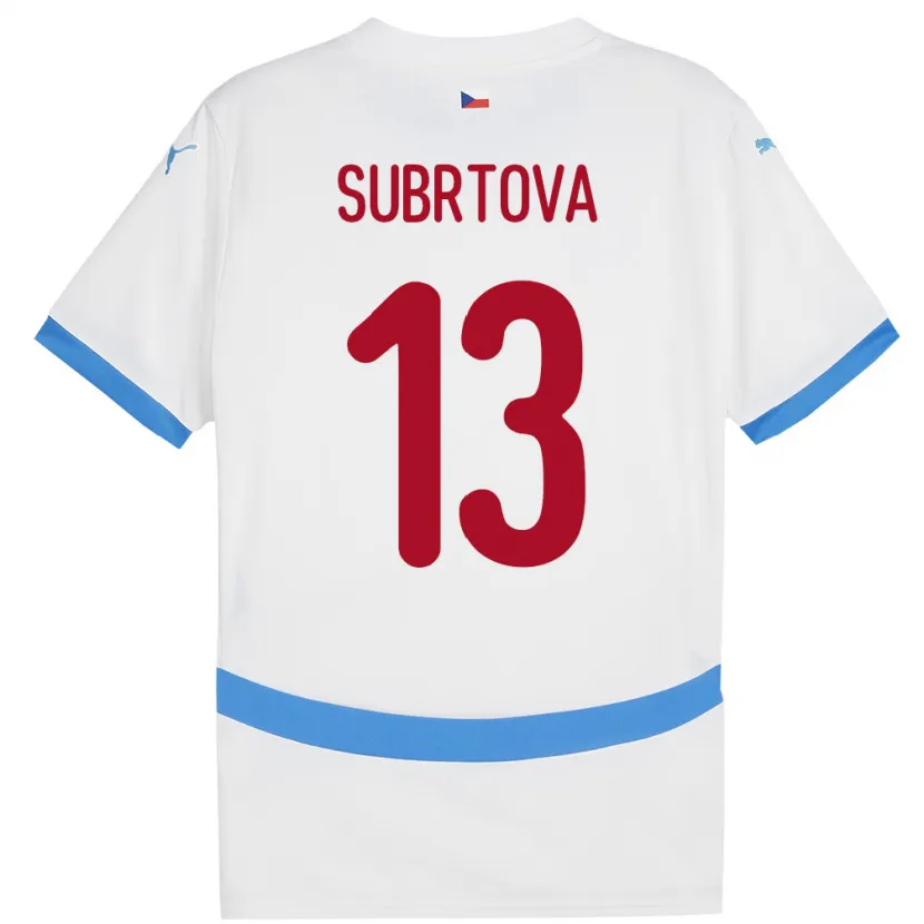 Danxen Homme Maillot Tchéquie Anna Šubrtová #13 Blanc Tenues Extérieur 24-26 T-Shirt