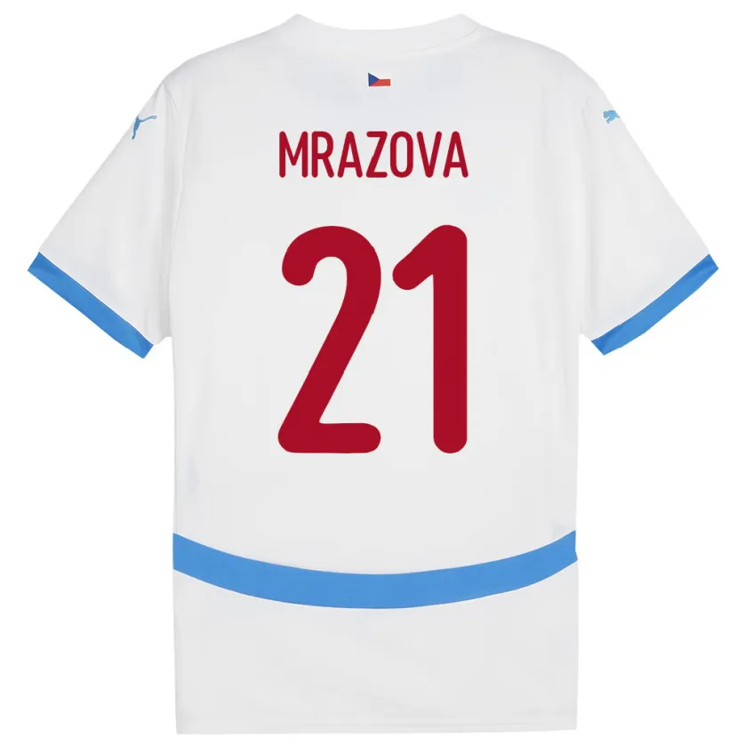 Danxen Homme Maillot Tchéquie Miroslava Mrázová #21 Blanc Tenues Extérieur 24-26 T-Shirt