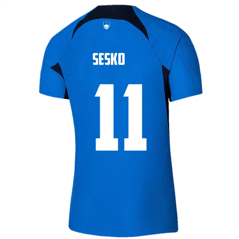 Danxen Homme Maillot Slovénie Benjamin Sesko #11 Bleu Tenues Extérieur 24-26 T-Shirt