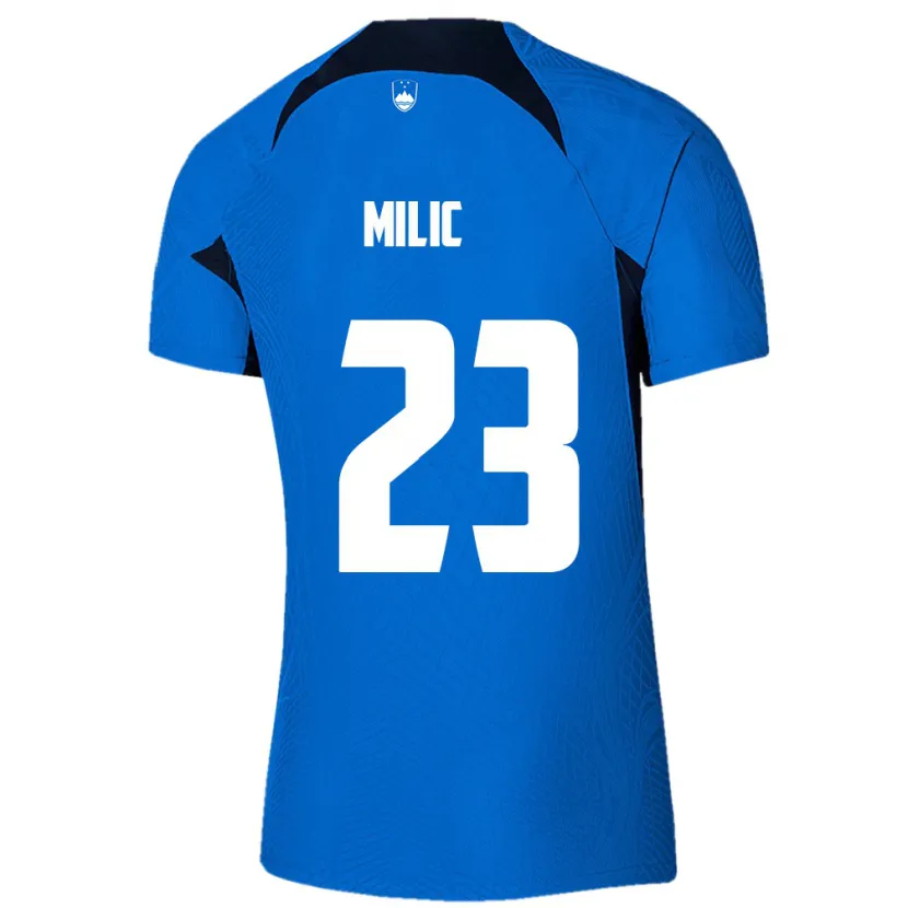 Danxen Homme Maillot Slovénie Nino Milic #23 Bleu Tenues Extérieur 24-26 T-Shirt