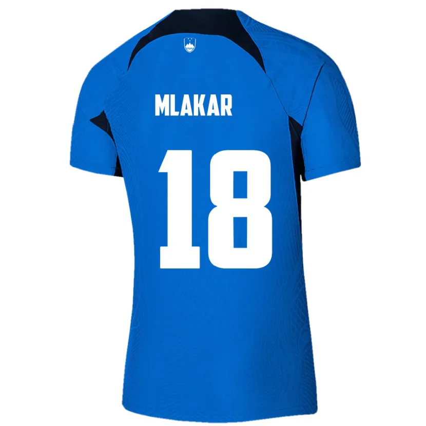 Danxen Homme Maillot Slovénie Luka Mlakar #18 Bleu Tenues Extérieur 24-26 T-Shirt