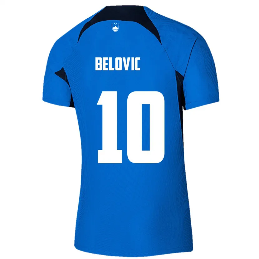 Danxen Homme Maillot Slovénie Nik Belovic #10 Bleu Tenues Extérieur 24-26 T-Shirt