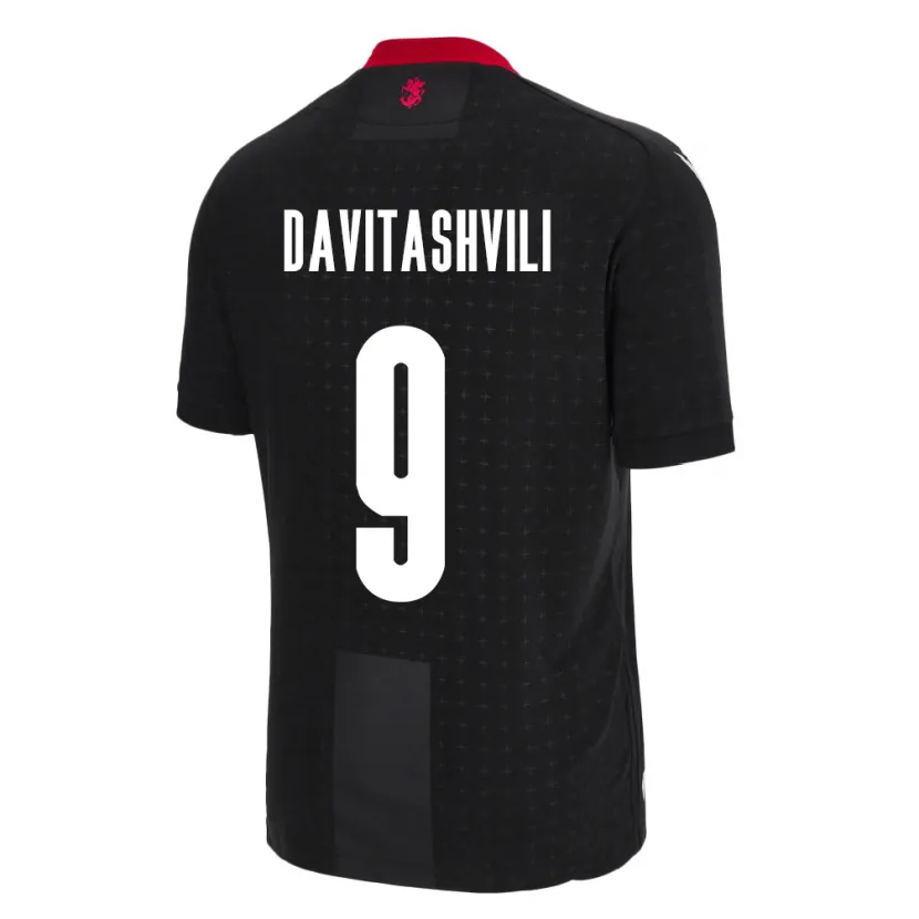 Danxen Homme Maillot Géorgie Zuriko Davitashvili #9 Noir Tenues Extérieur 24-26 T-Shirt