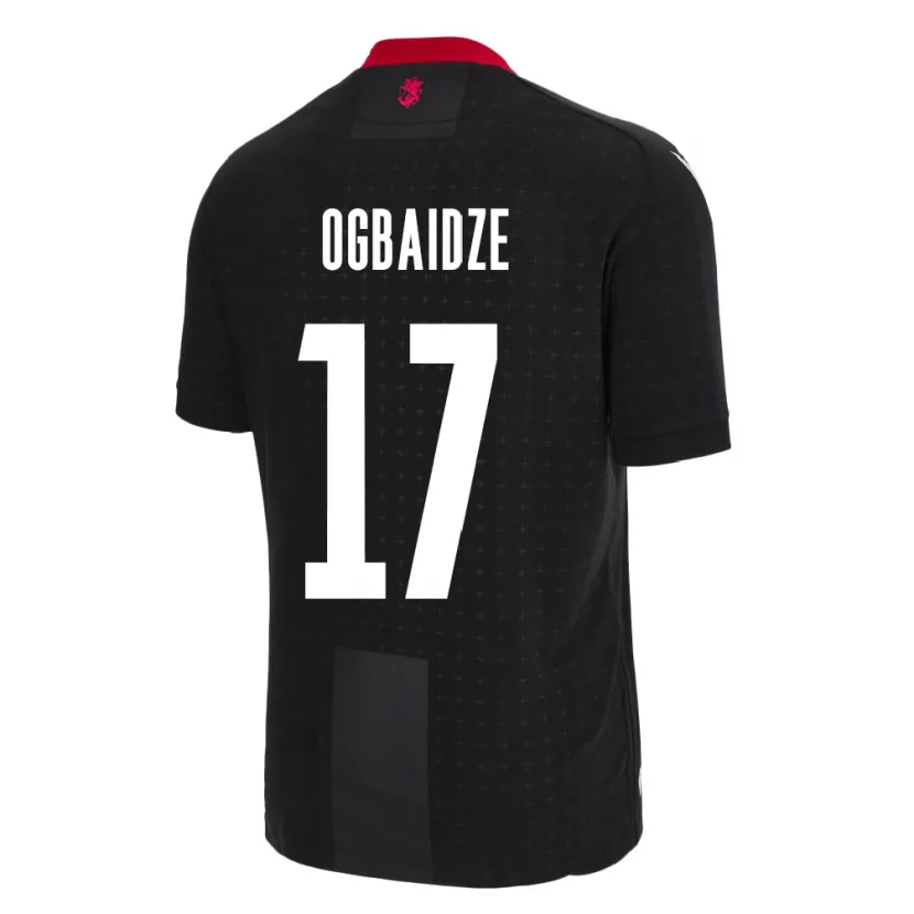 Danxen Homme Maillot Géorgie Shalva Ogbaidze #17 Noir Tenues Extérieur 24-26 T-Shirt
