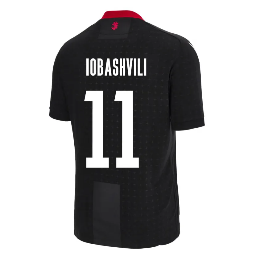 Danxen Homme Maillot Géorgie Jaduli Iobashvili #11 Noir Tenues Extérieur 24-26 T-Shirt