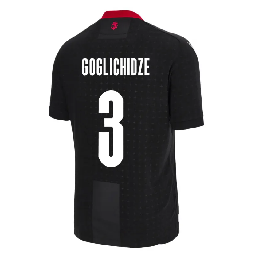 Danxen Homme Maillot Géorgie Saba Goglichidze #3 Noir Tenues Extérieur 24-26 T-Shirt