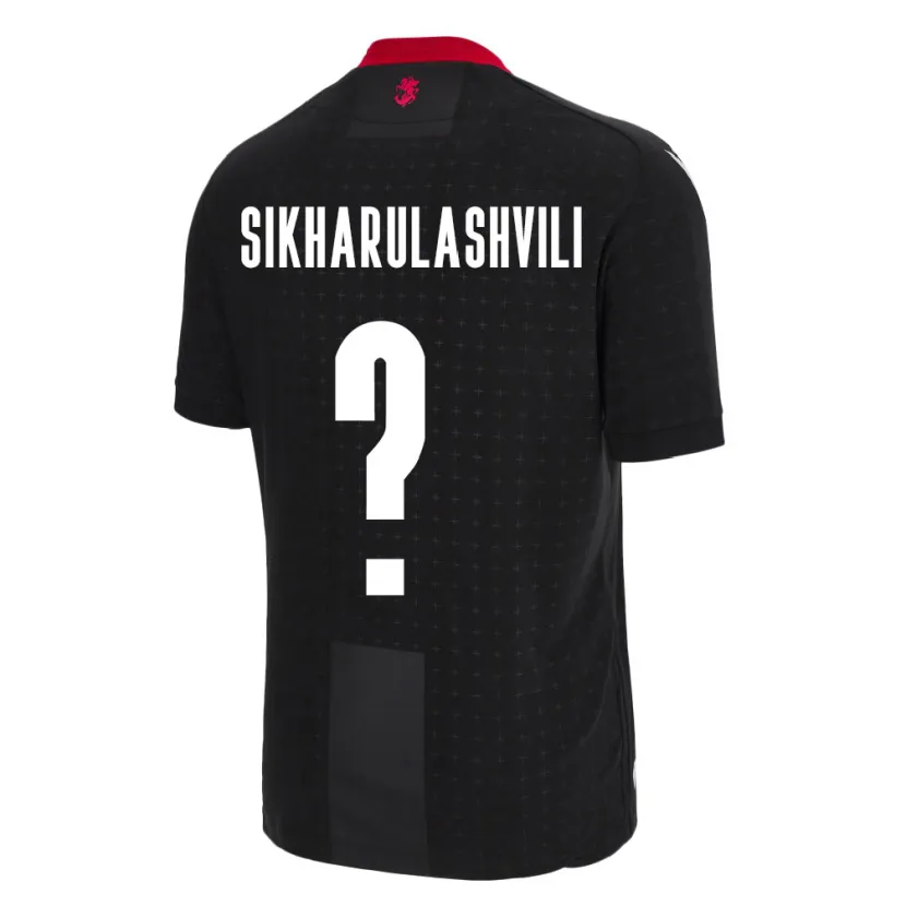 Danxen Homme Maillot Géorgie Nika Sikharulashvili #0 Noir Tenues Extérieur 24-26 T-Shirt