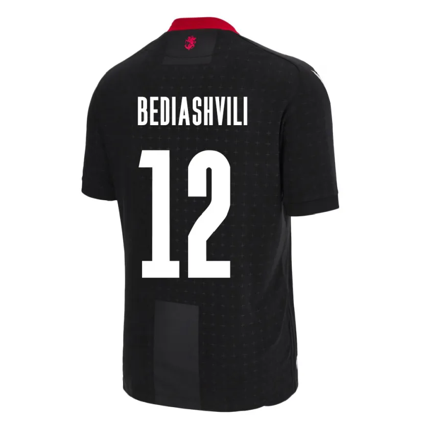 Danxen Homme Maillot Géorgie Giorgi Bediashvili #12 Noir Tenues Extérieur 24-26 T-Shirt