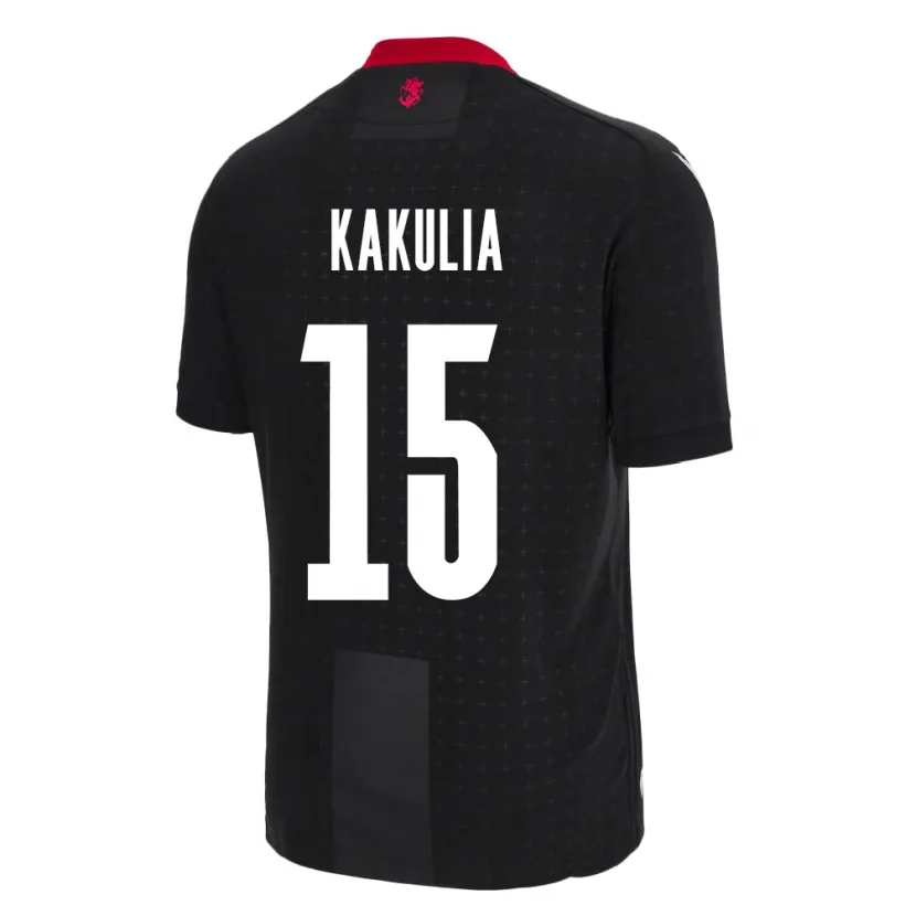 Danxen Homme Maillot Géorgie Giorgi Kakulia #15 Noir Tenues Extérieur 24-26 T-Shirt