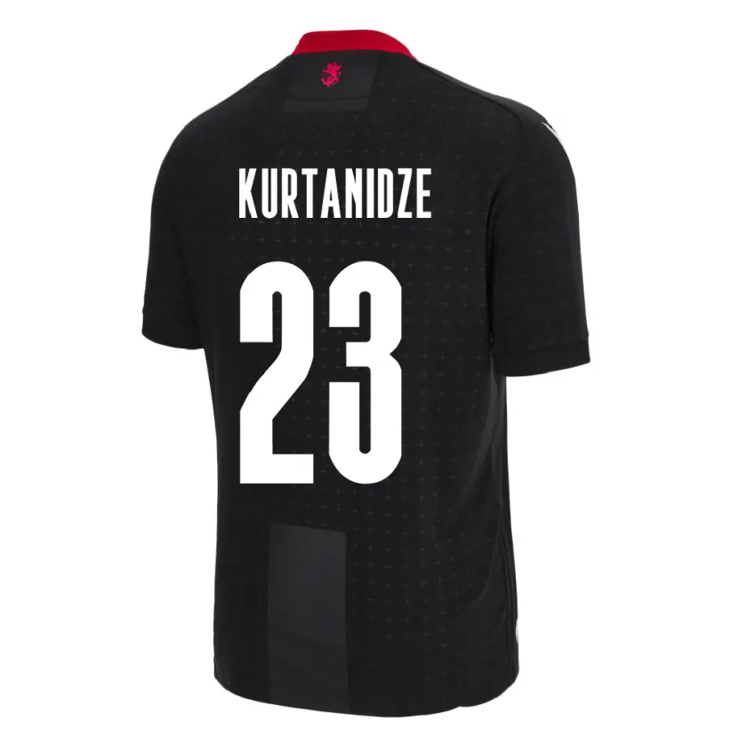 Danxen Homme Maillot Géorgie Revaz Kurtanidze #23 Noir Tenues Extérieur 24-26 T-Shirt