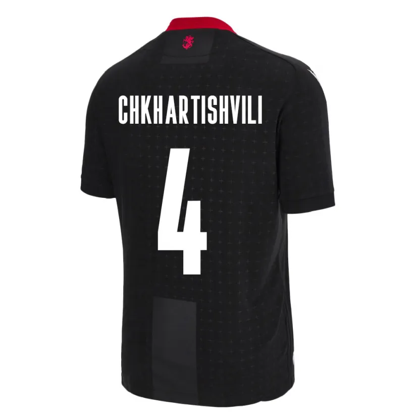 Danxen Homme Maillot Géorgie Nino Chkhartishvili #4 Noir Tenues Extérieur 24-26 T-Shirt