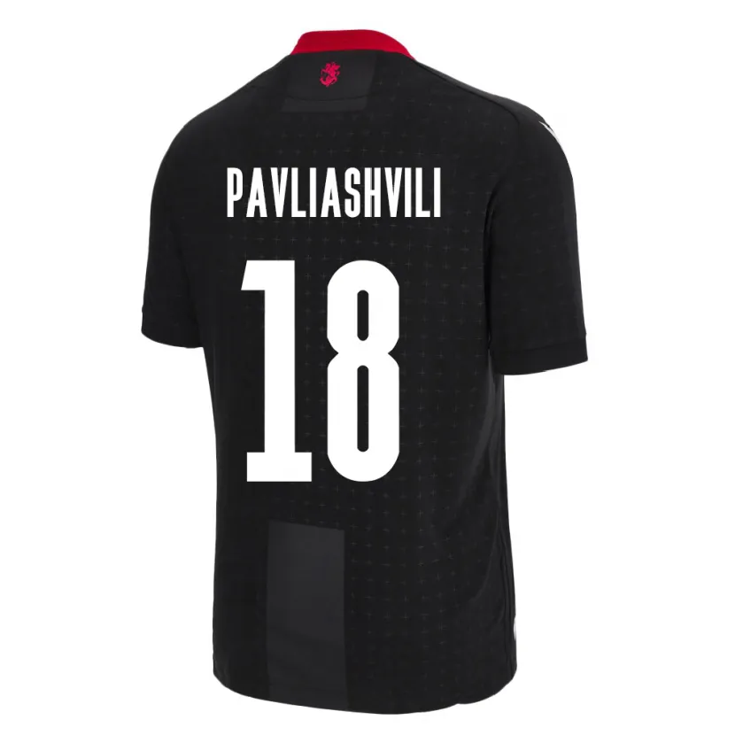 Danxen Homme Maillot Géorgie Ana Pavliashvili #18 Noir Tenues Extérieur 24-26 T-Shirt