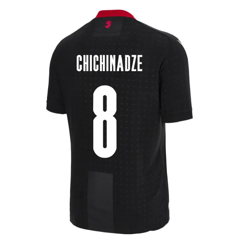 Danxen Homme Maillot Géorgie Lela Chichinadze #8 Noir Tenues Extérieur 24-26 T-Shirt
