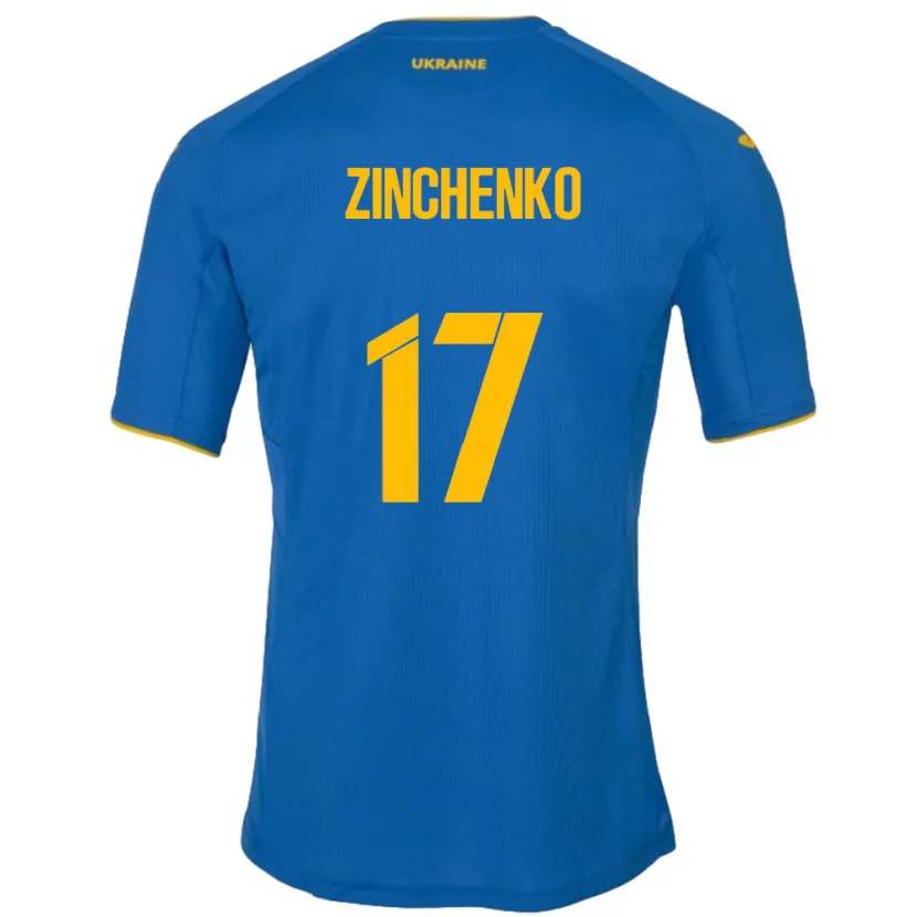 Danxen Homme Maillot Ukraine Oleksandr Zinchenko #17 Bleu Tenues Extérieur 24-26 T-Shirt