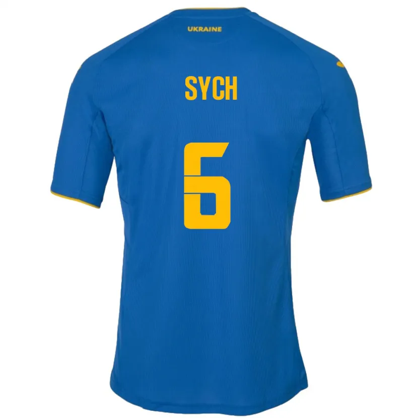 Danxen Homme Maillot Ukraine Oleksiy Sych #6 Bleu Tenues Extérieur 24-26 T-Shirt
